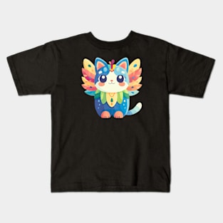 Cute Rainbow Kawaii Cat Kids T-Shirt